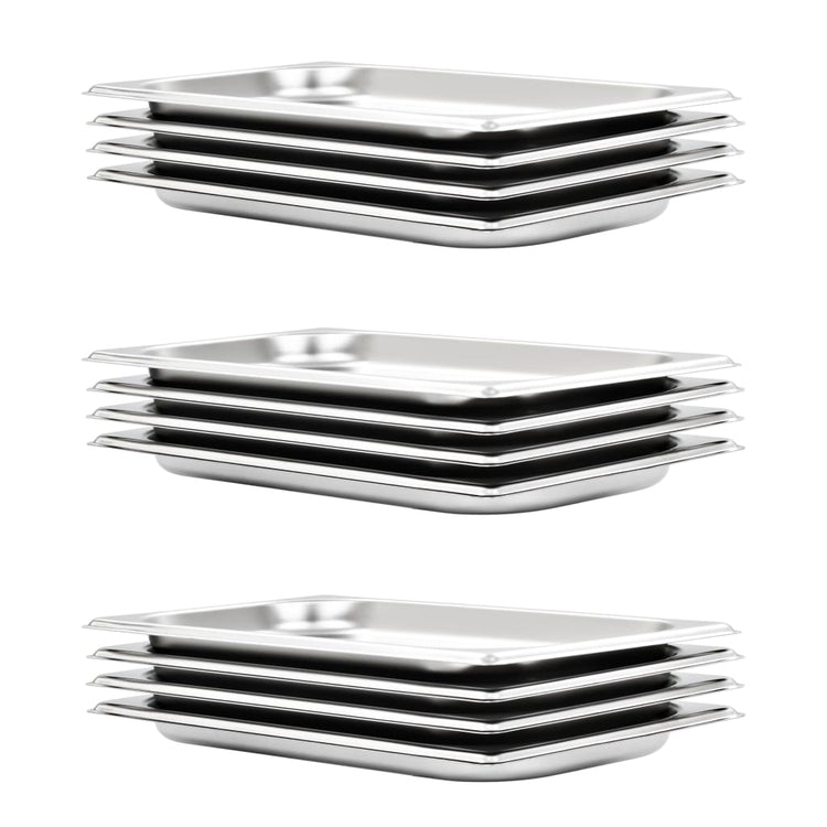 Vidaxl gastronormbakken 12 pc gn 1 3 20 mm en acier inoxydable