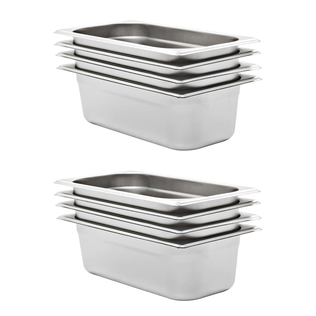 Vidaxl gastronormbakken 8 pc gn 1 3 100 mm en acier inoxydable