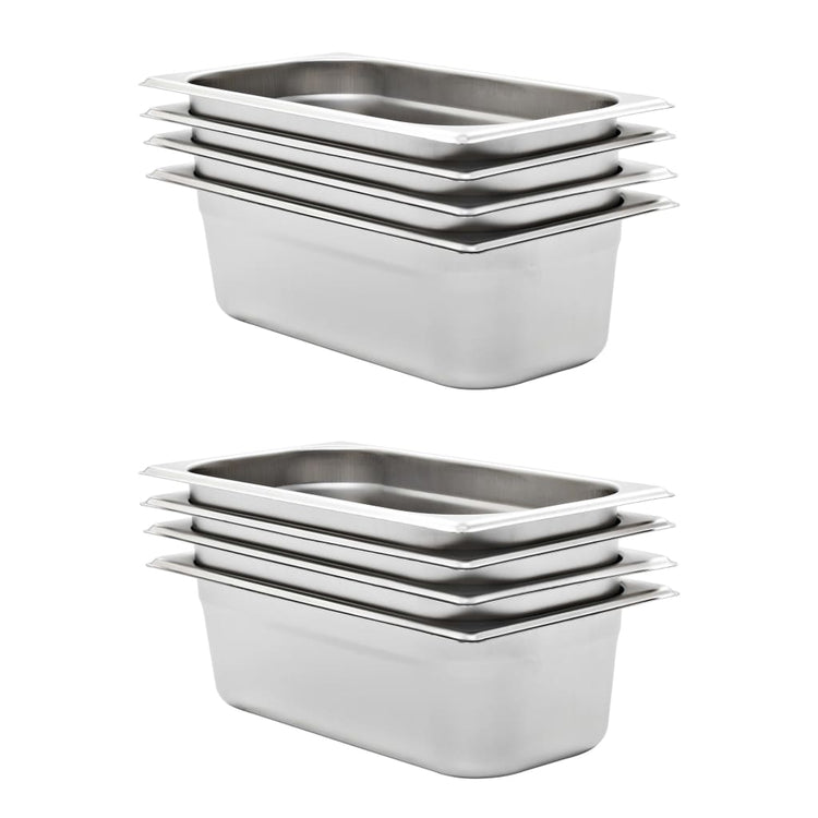 Vidaxl gastronormbakken 8 pc gn 1 3 100 mm en acier inoxydable