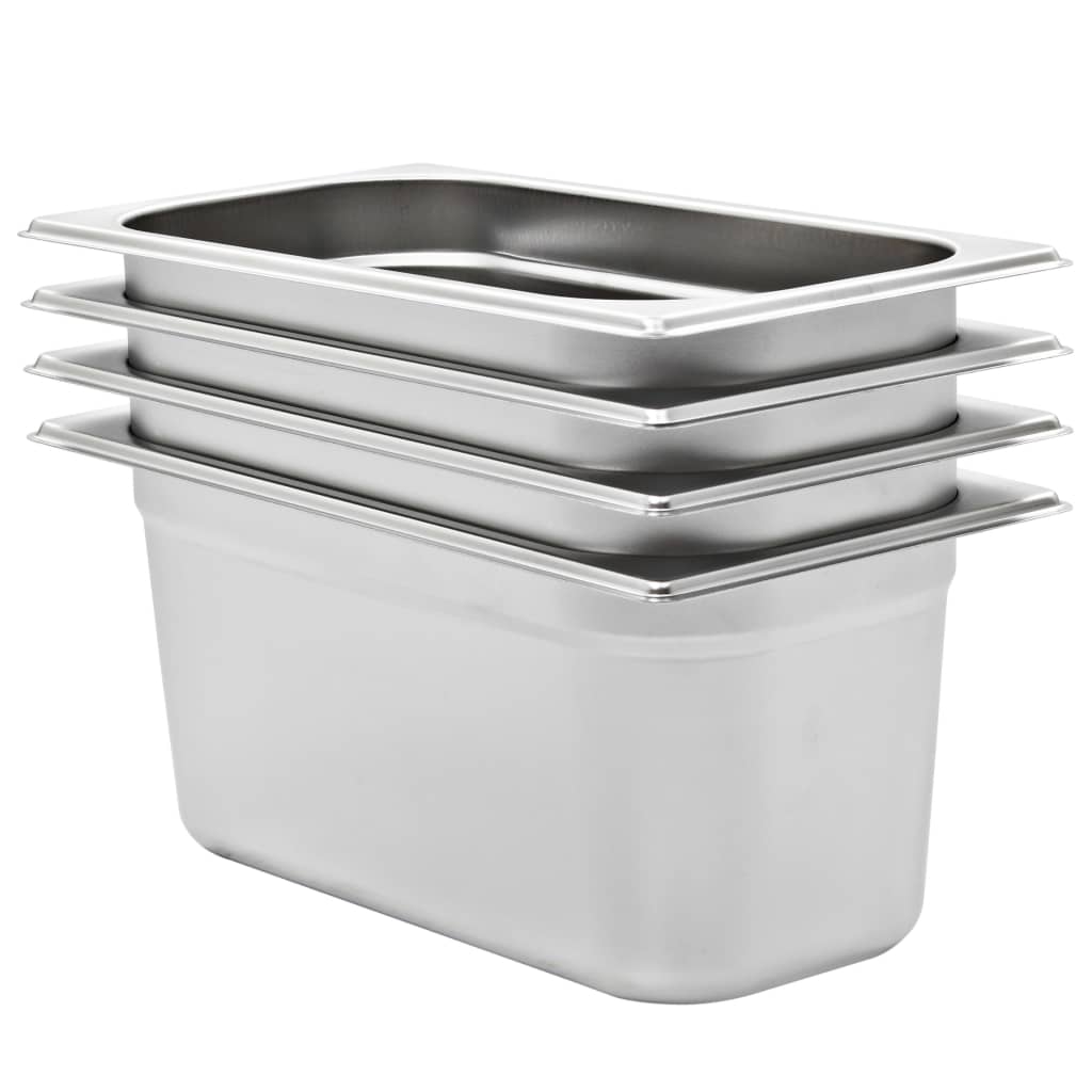 Vidaxl Gastronormbakken 4 PCS GN 1 3 150 mm en acier inoxydable