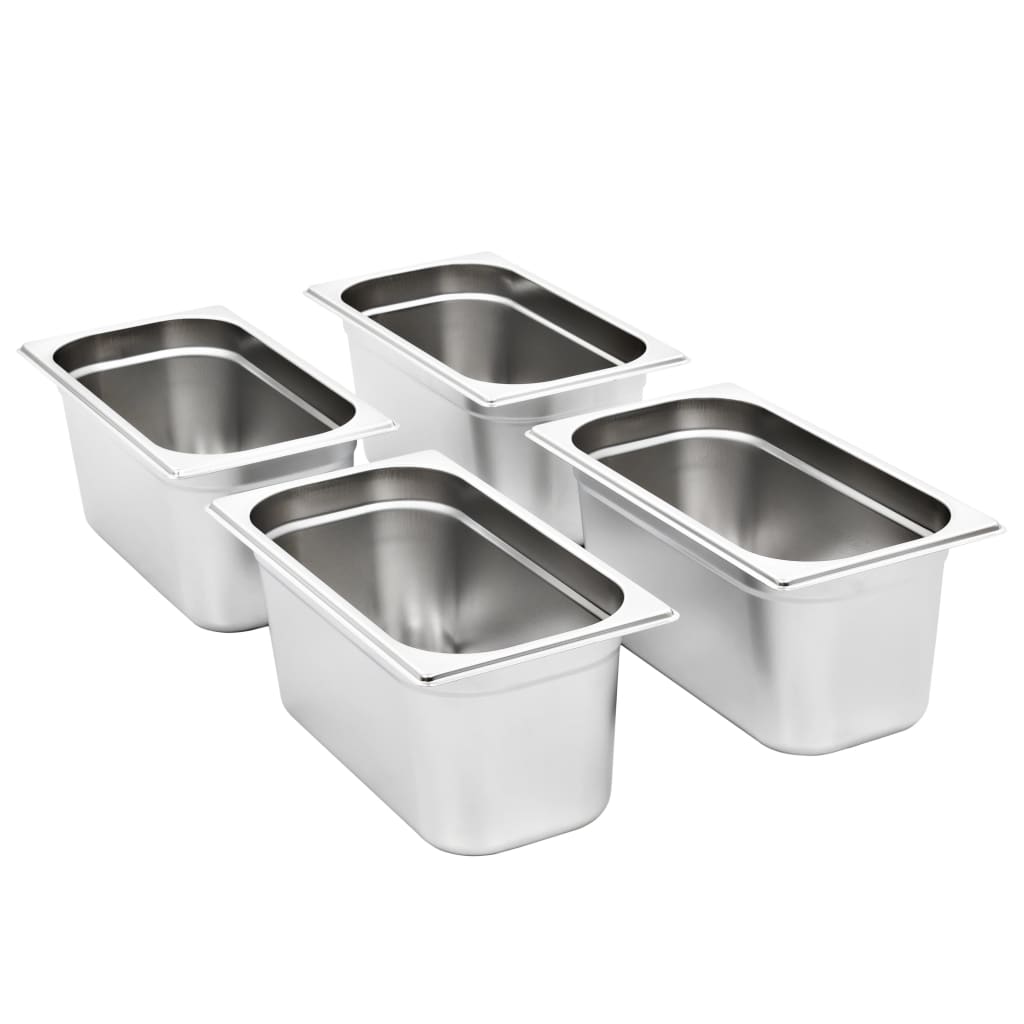 Vidaxl Gastronormbakken 4 PCS GN 1 3 150 mm en acier inoxydable