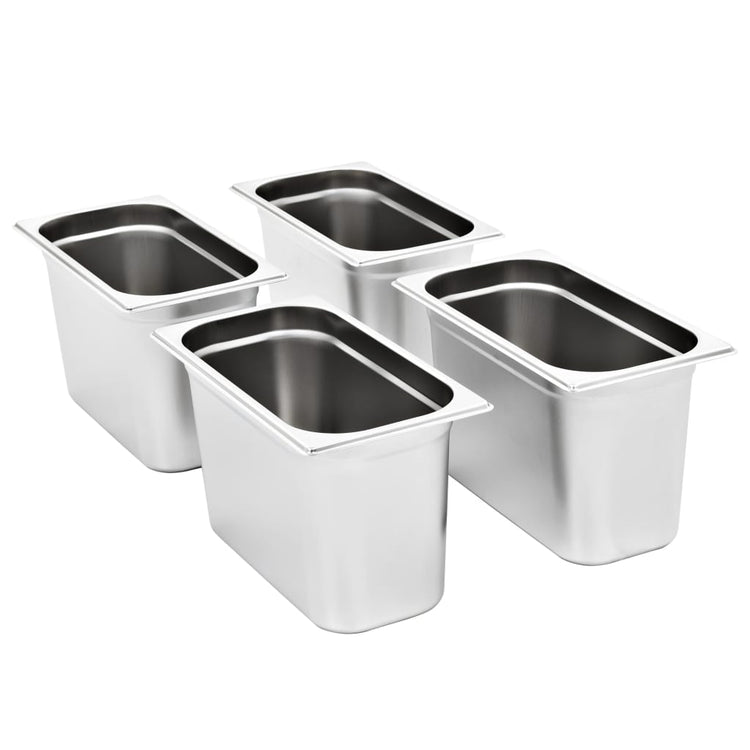 Vidaxl gastronormbakken 4 pcs gn 1 3 200 mm en acier inoxydable