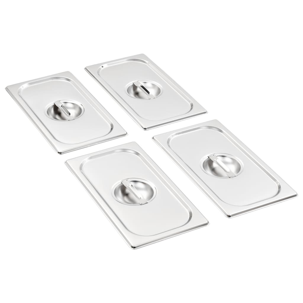 Couvercles vidaxl 4 pcs pour gn 1 3 échelles en acier inoxydable