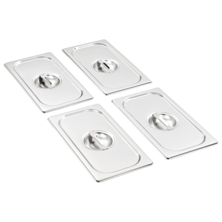 Couvercles vidaxl 4 pcs pour gn 1 3 échelles en acier inoxydable