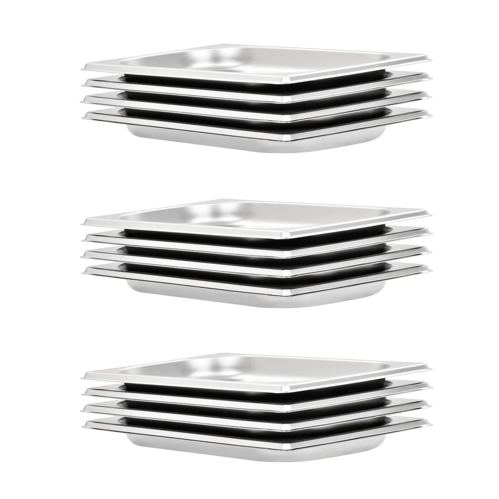 Vidaxl gastronormbakken 12 pc gn 1 4 20 mm en acier inoxydable