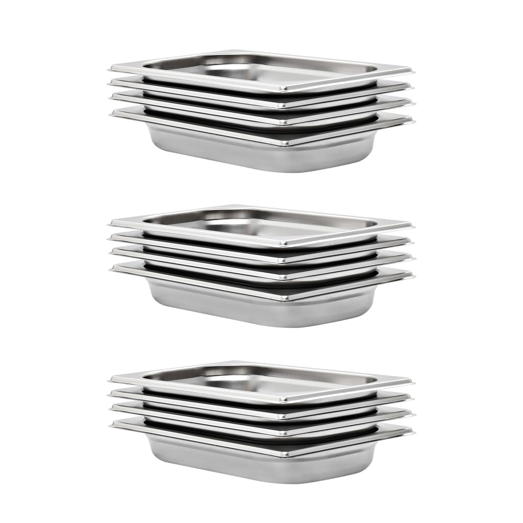 Vidaxl gastronormbakken 12 pc gn 1 4 40 mm en acier inoxydable