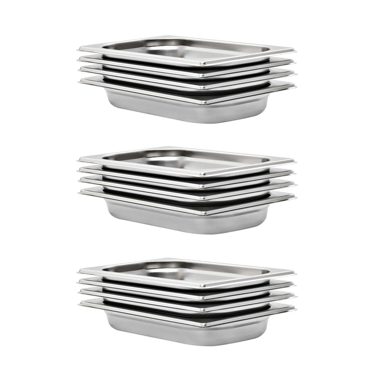Vidaxl gastronormbakken 12 pc gn 1 4 40 mm en acier inoxydable