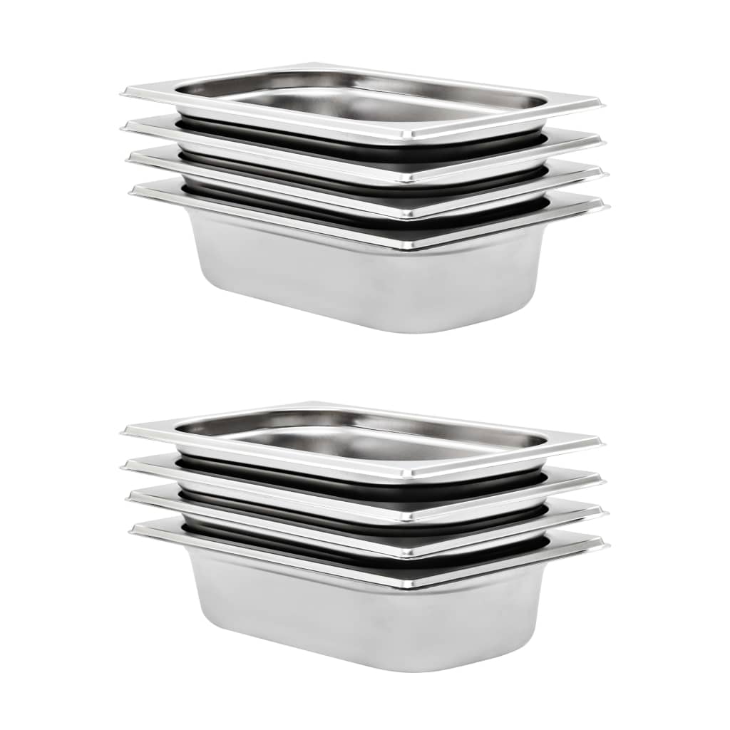 Vidaxl gastronormbakken 8 pc gn 1 4 65 mm en acier inoxydable