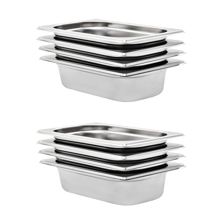 Vidaxl gastronormbakken 8 pc gn 1 4 65 mm en acier inoxydable