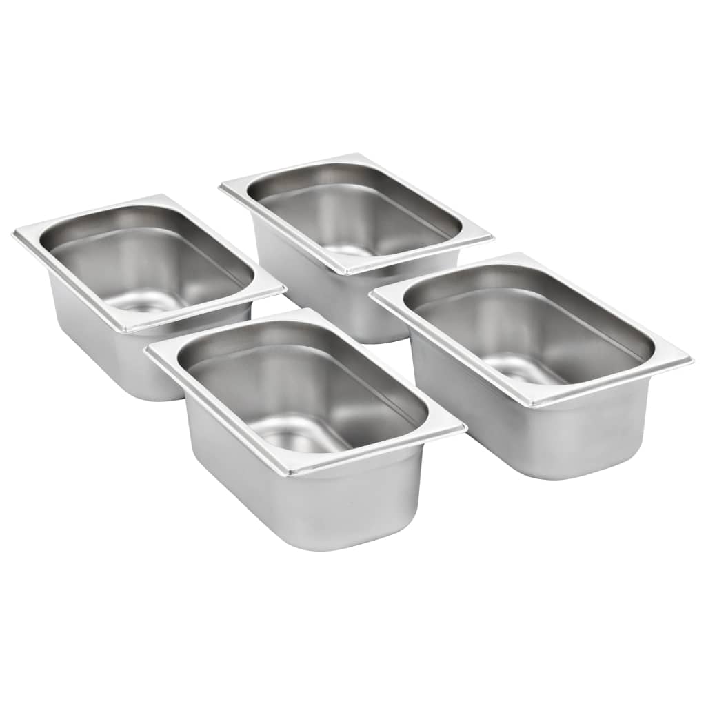 Vidaxl gastronormbakken 8 pc gn 1 4 100 mm en acier inoxydable