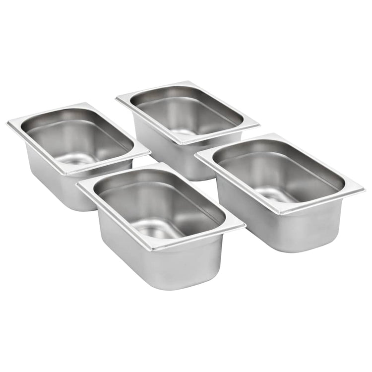 Vidaxl gastronormbakken 8 pc gn 1 4 100 mm en acier inoxydable