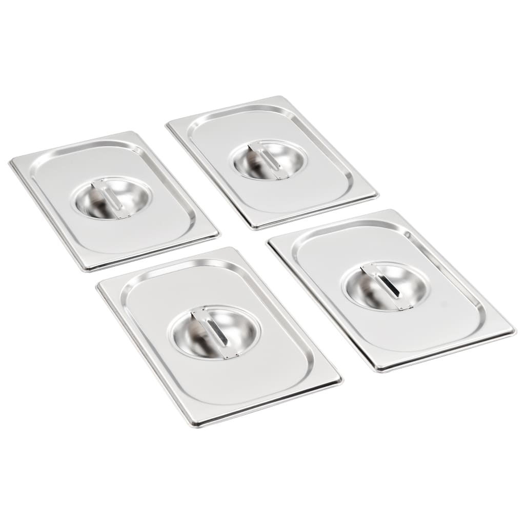 Couvercles vidaxl 4 pcs pour gn 1 4 échelles en acier inoxydable