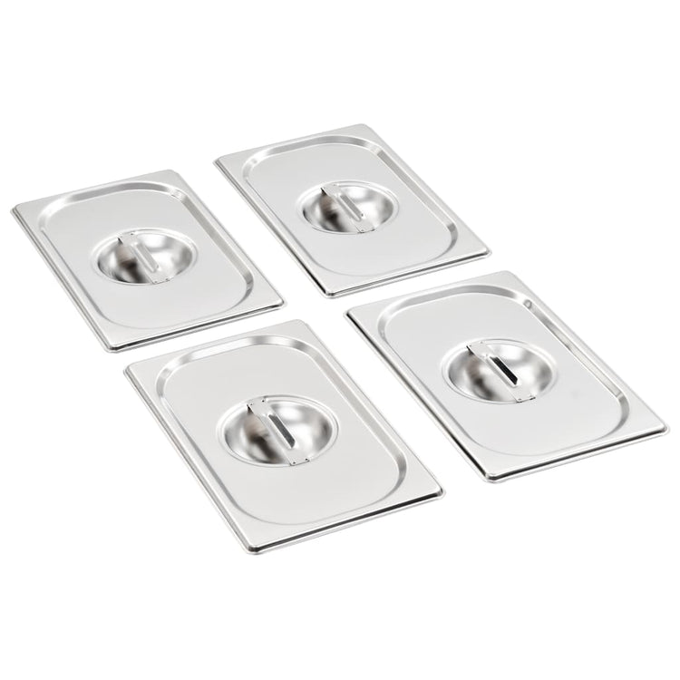 Couvercles vidaxl 4 pcs pour gn 1 4 échelles en acier inoxydable