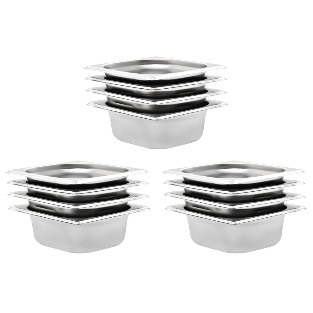 Vidaxl gastronormbakken 12 pc gn 1 6 65 mm en acier inoxydable