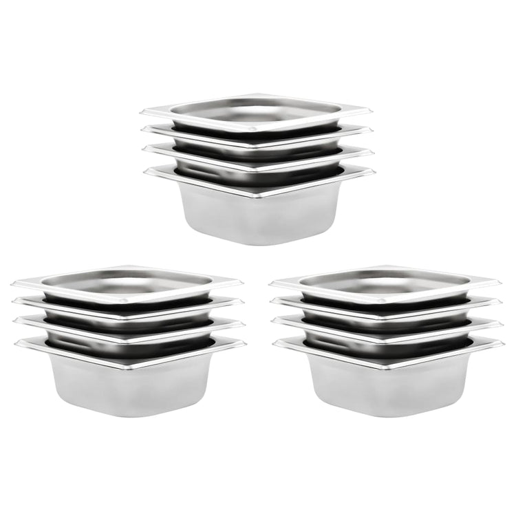 Vidaxl gastronormbakken 12 pc gn 1 6 65 mm en acier inoxydable
