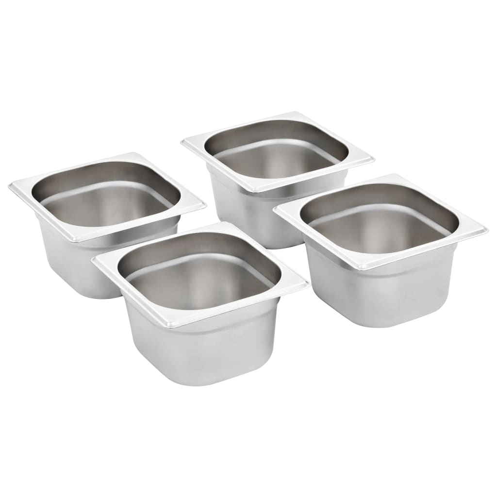 Vidaxl gastronormbakken 12 pc gn 1 6 100 mm en acier inoxydable