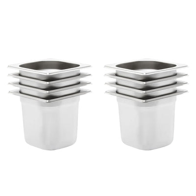 Vidaxl gastronormbakken 8 pc gn 1 6 150 mm en acier inoxydable