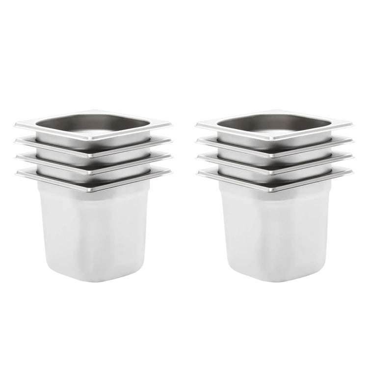 Vidaxl gastronormbakken 8 pc gn 1 6 150 mm en acier inoxydable