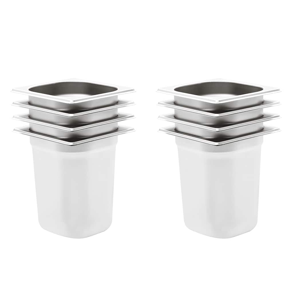 Vidaxl gastronormbakken 8 pc gn 1 6 200 mm en acier inoxydable