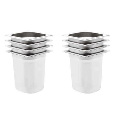 Vidaxl gastronormbakken 8 pc gn 1 6 200 mm en acier inoxydable