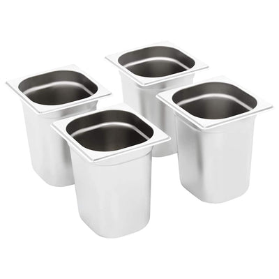 Vidaxl gastronormbakken 8 pc gn 1 6 200 mm en acier inoxydable