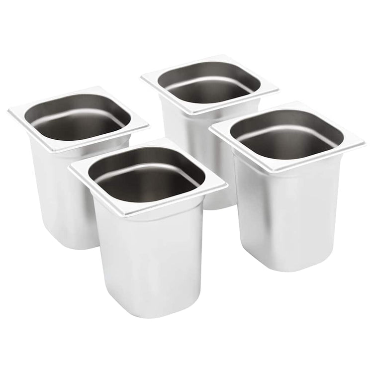 Vidaxl gastronormbakken 8 pc gn 1 6 200 mm en acier inoxydable