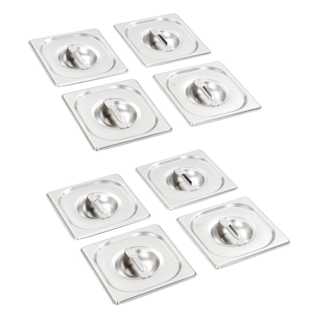 Couvercles vidaxl 8 pcs pour gn 1 6 échelles en acier inoxydable