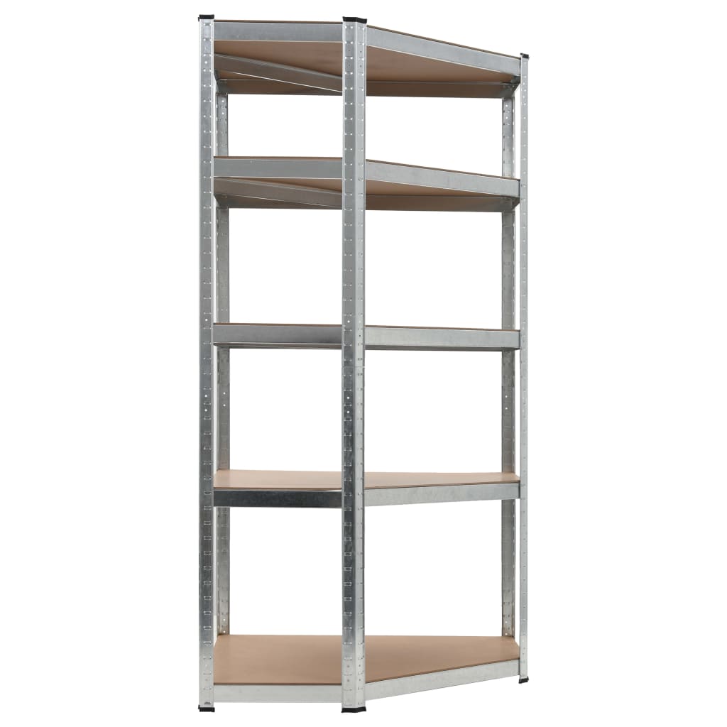 Vidaxl Corner Rack en acier à 5 couches et en bois transformé en argent coloré