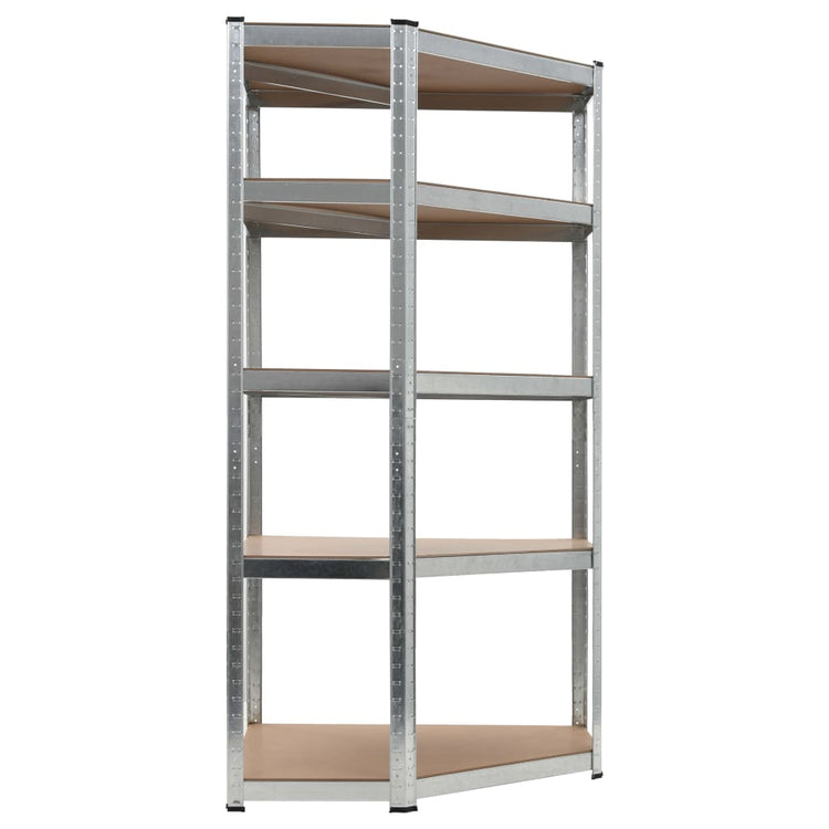 Vidaxl Corner Rack en acier à 5 couches et en bois transformé en argent coloré