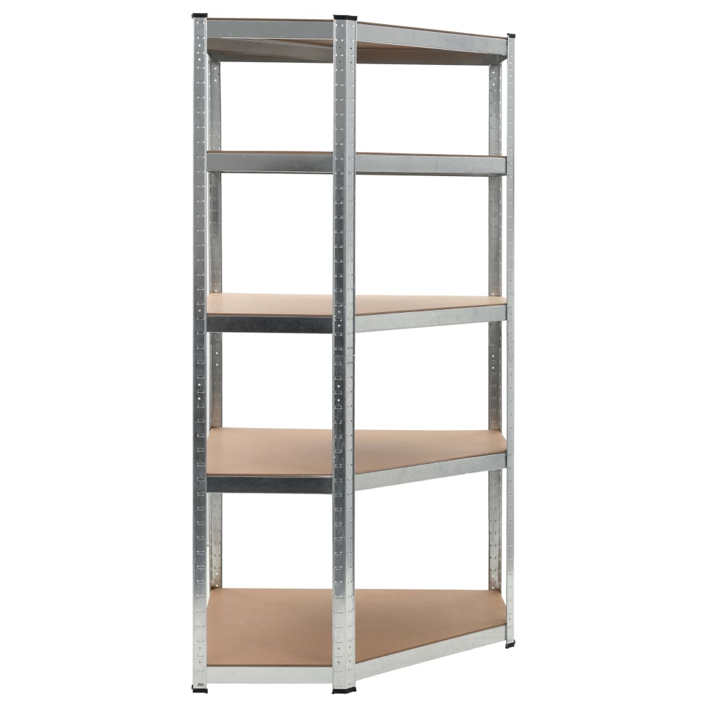 Vidaxl Corner Rack en acier à 5 couches et en bois transformé en argent coloré