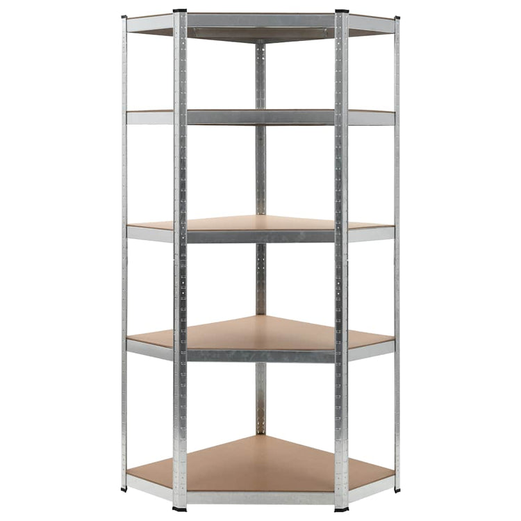 Vidaxl Corner Rack en acier à 5 couches et en bois transformé en argent coloré