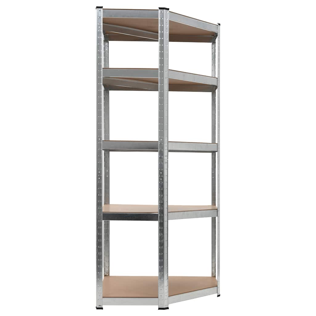 Vidaxl Corner Rack en acier à 5 couches et en bois transformé en argent coloré