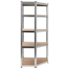 Vidaxl Corner Rack en acier à 5 couches et en bois transformé en argent coloré