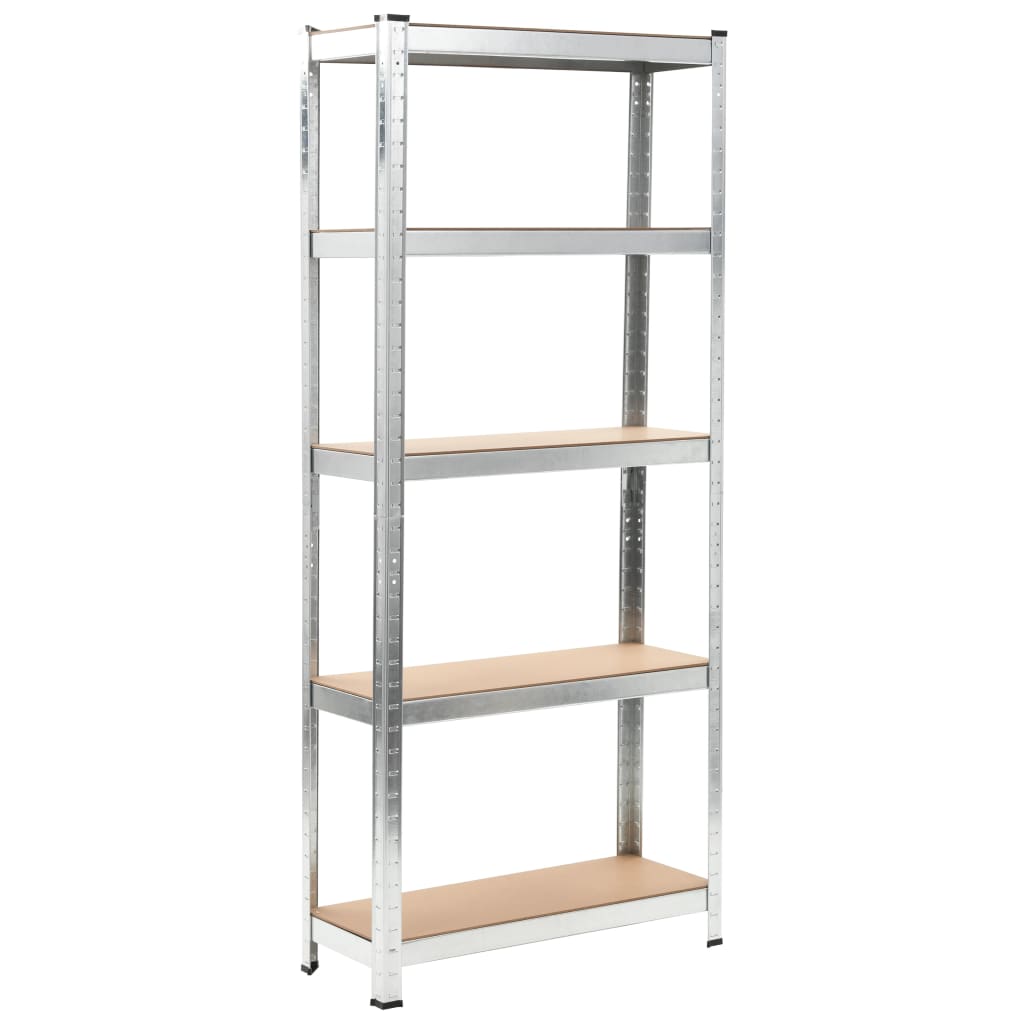 Rack de stockage Vidaxl en acier à 5 couches et en bois transformé en argent coloré