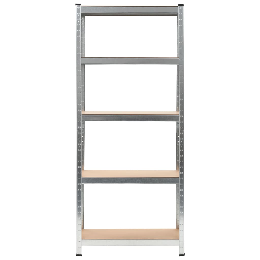 Rack de stockage Vidaxl en acier à 5 couches et en bois transformé en argent coloré