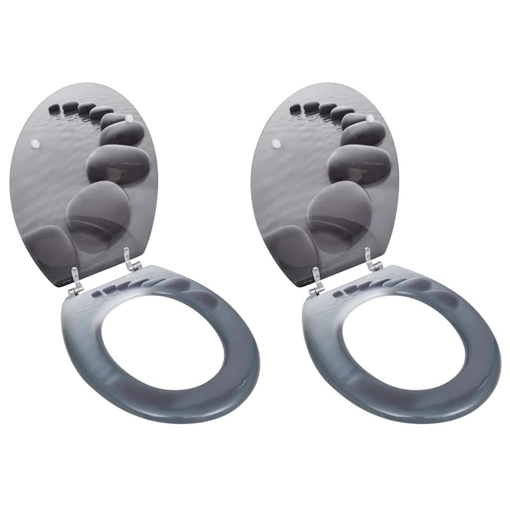Sièges de toilette vidaxl avec couvercles 2 pierres mdf