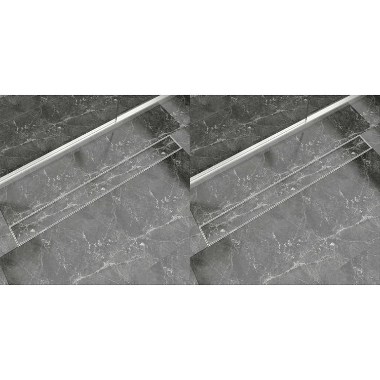 Vidaxl Doudeur de douche 2 pc rectangulaire 1030x140 mm en acier inoxydable