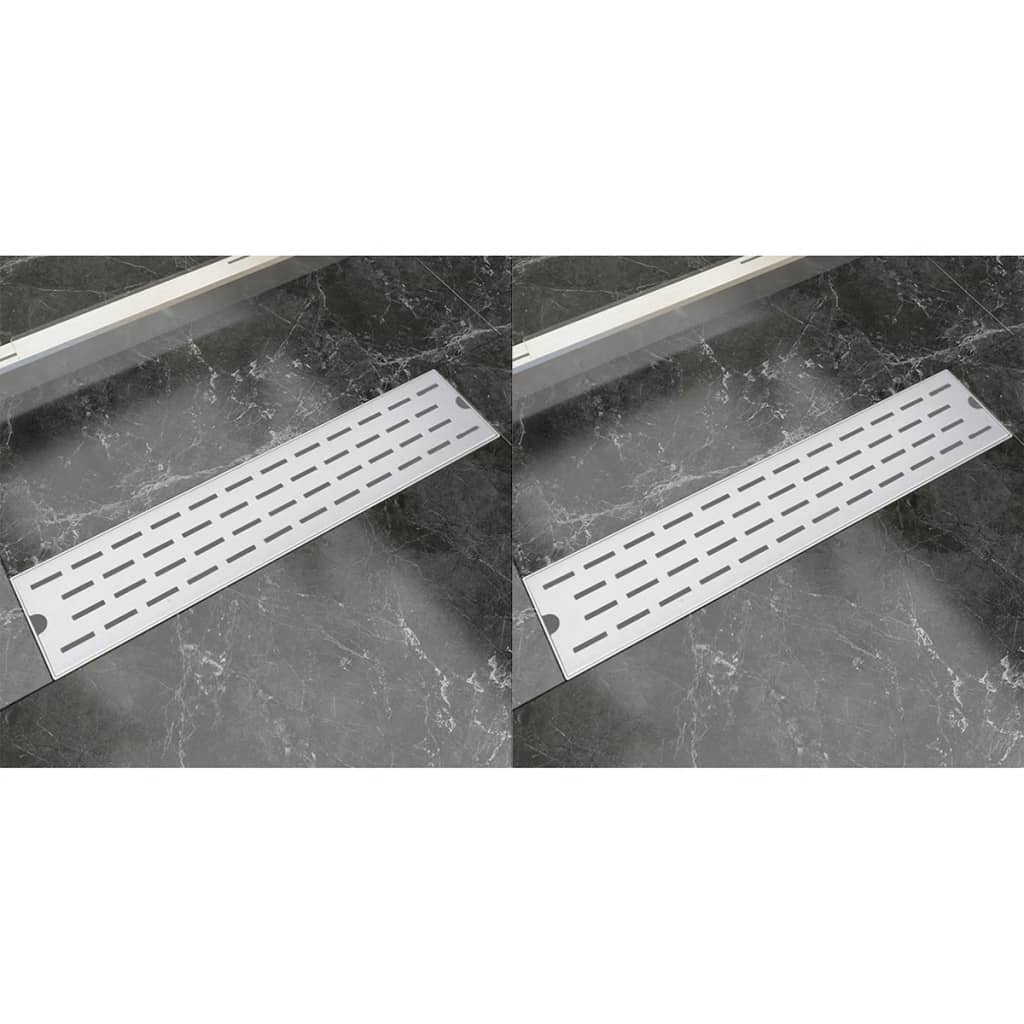 Vidaxl Doudeur de douche 2 pc ligne rectangulaire 530x140 mm en acier inoxydable