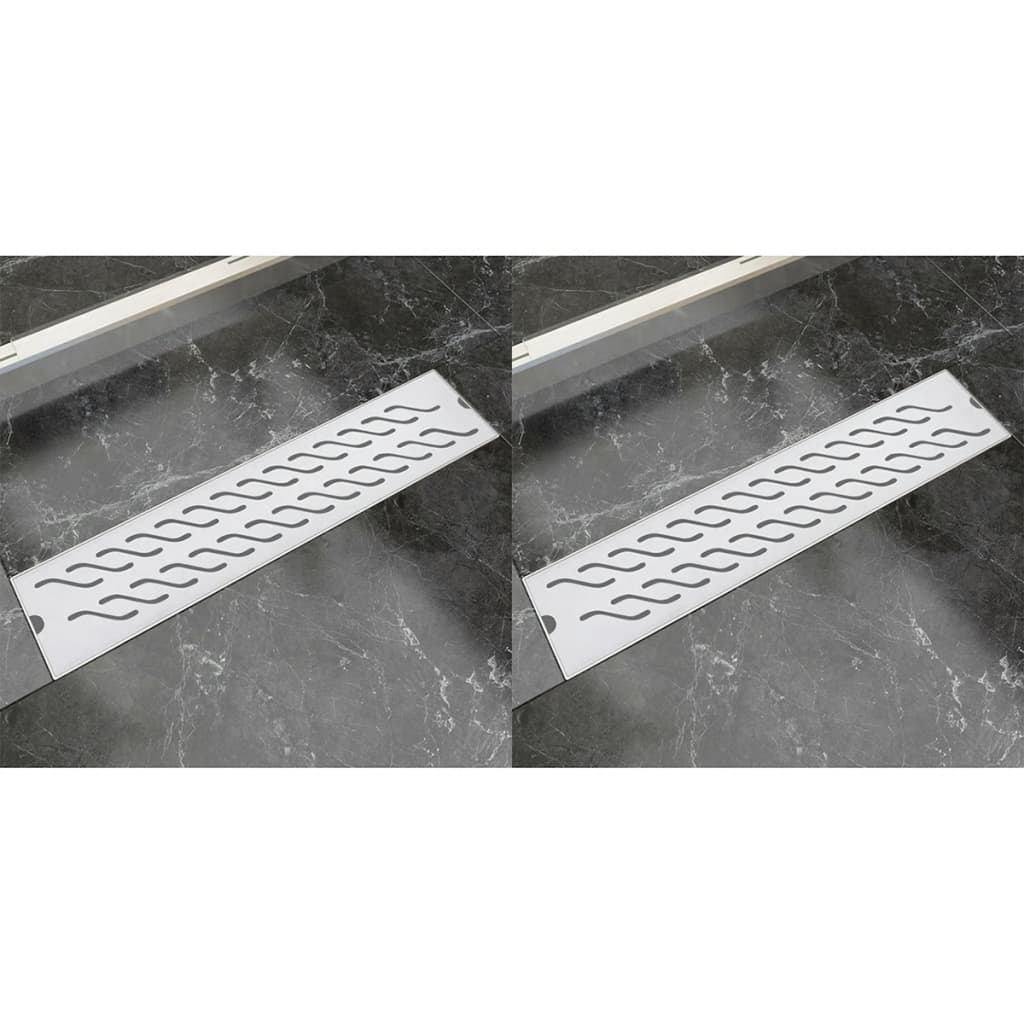 Vidaxl Doudeur de douche 2 pc Rectangular Wavy 530x140 mm