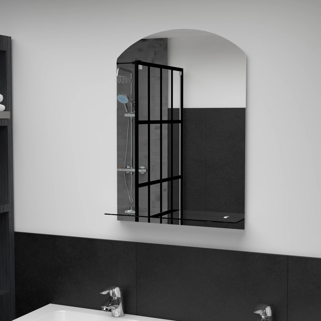 Miroir mural Vidaxl avec étagère de 50 x 70 cm Verre durcie