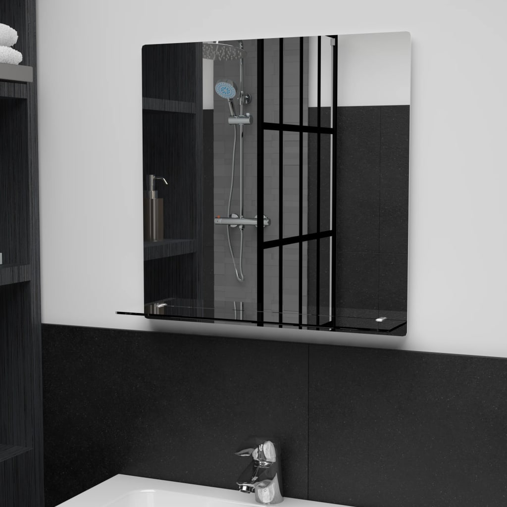 Miroir mural Vidaxl avec étagère 50x50 cm Verre durcie