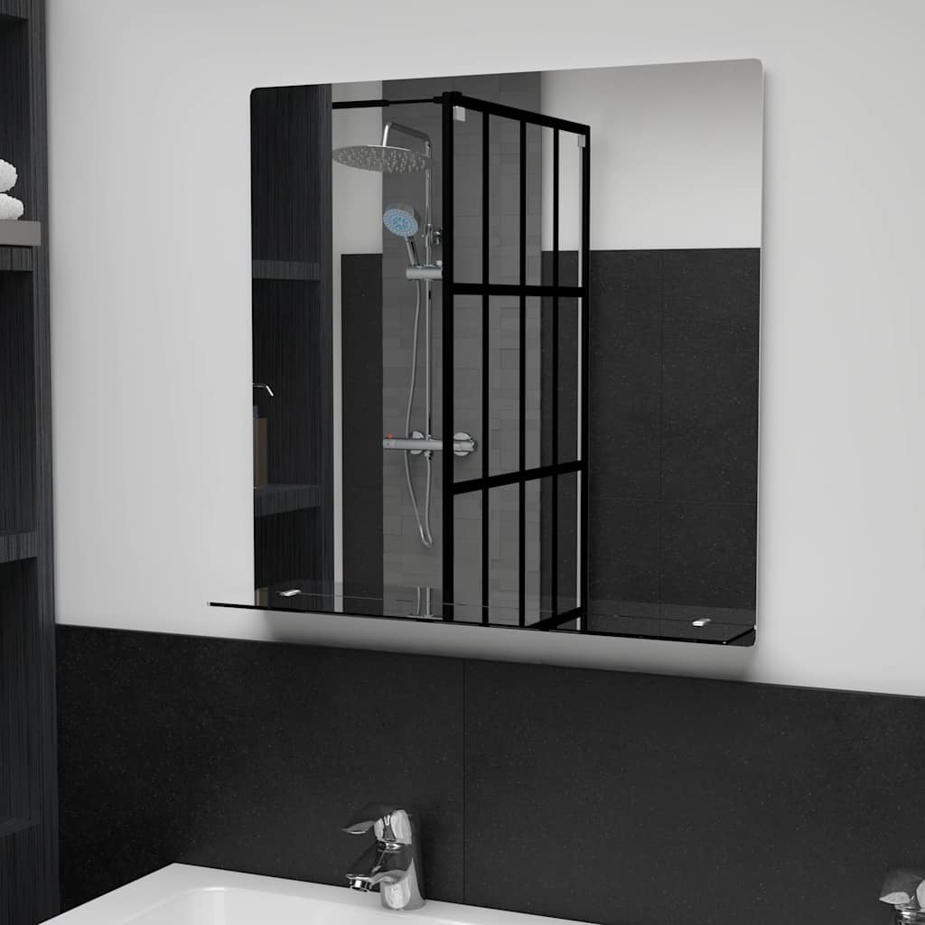 Miroir mural Vidaxl avec étagère 60x60 cm Verre durcie