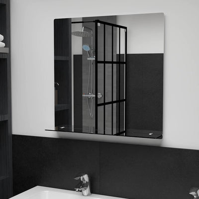 Miroir mural Vidaxl avec étagère 60x60 cm Verre durcie