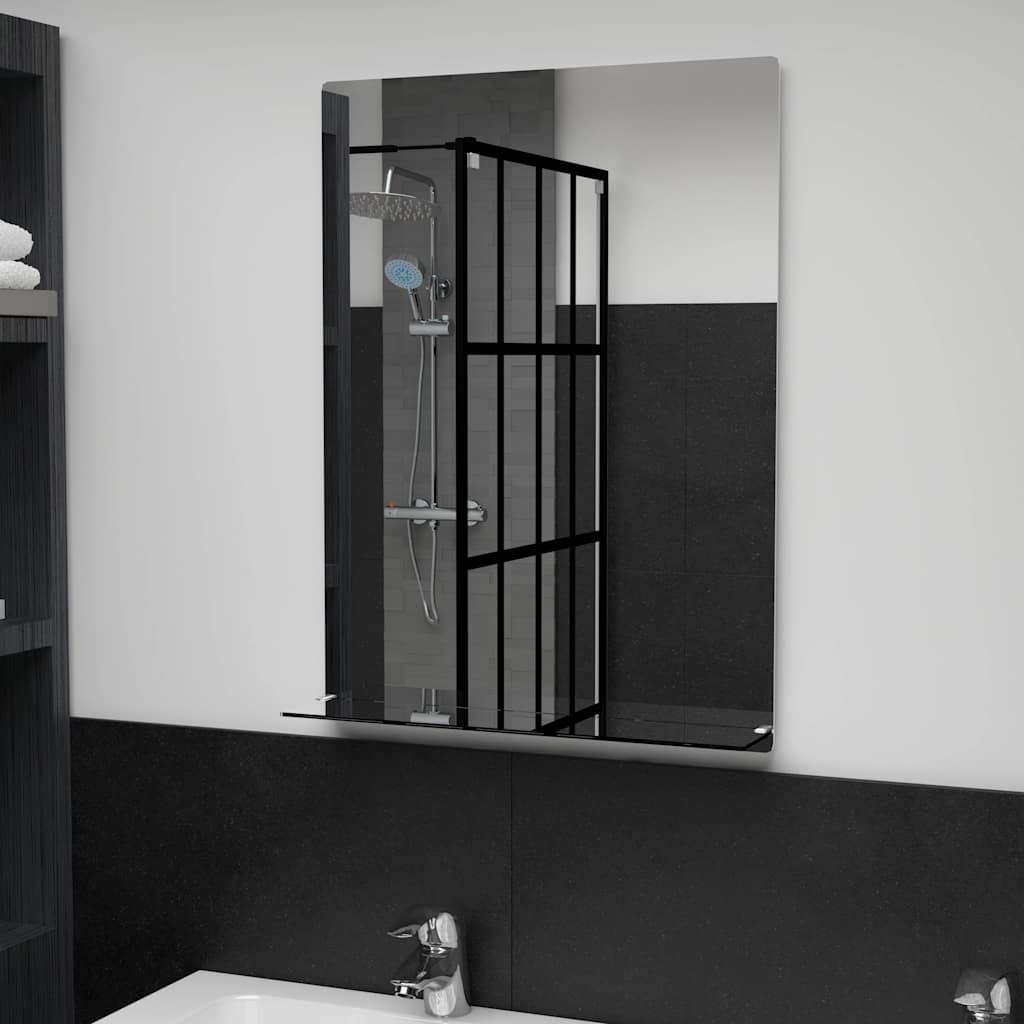 Miroir mural Vidaxl avec étagère de 50 x 70 cm Verre durcie
