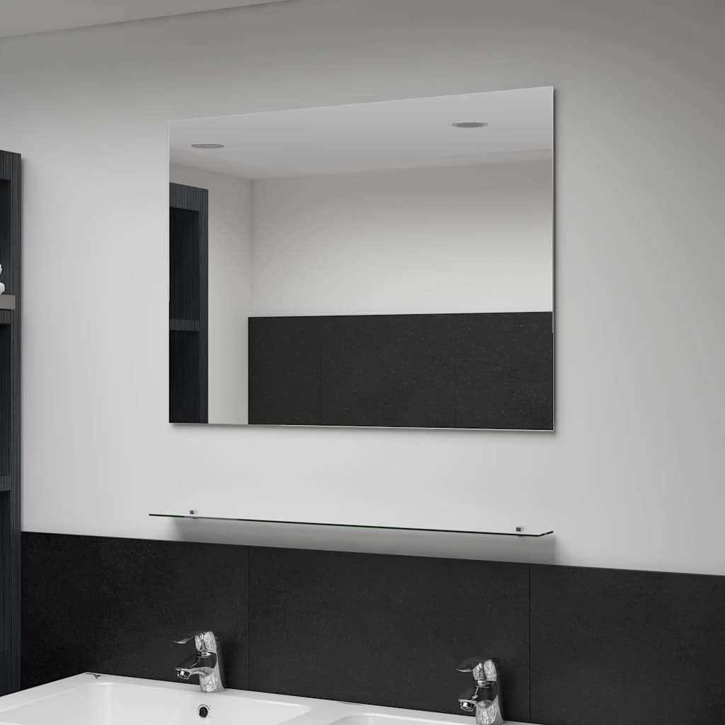 Miroir mural Vidaxl avec étagère 80x60 cm Verre durcie