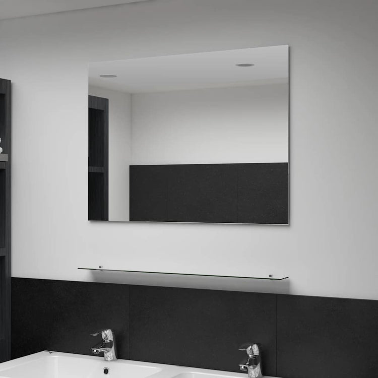 Miroir mural Vidaxl avec étagère 80x60 cm Verre durcie