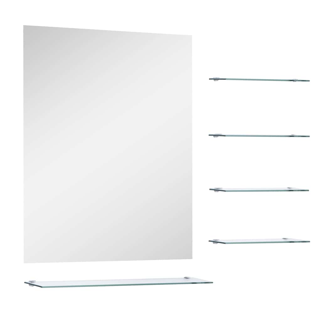 Miroir mural vidaxl avec 5 étagères 50x60 cm de couleur argentée
