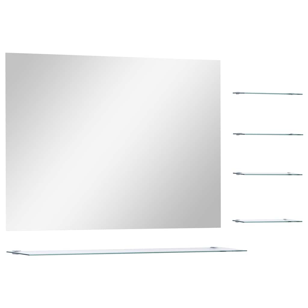 Miroir mural vidaxl avec 5 étagères 80x60 cm de couleur argentée