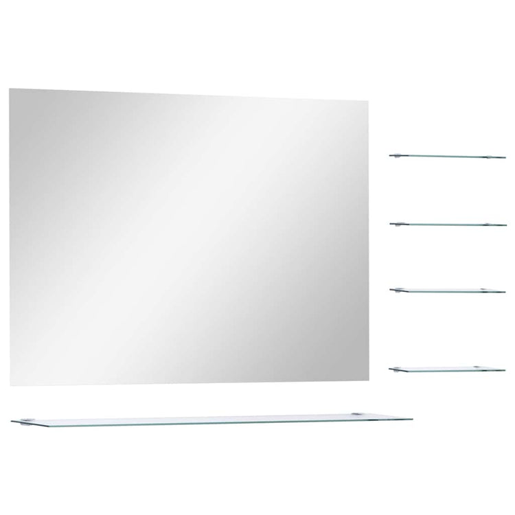 Miroir mural vidaxl avec 5 étagères 80x60 cm de couleur argentée
