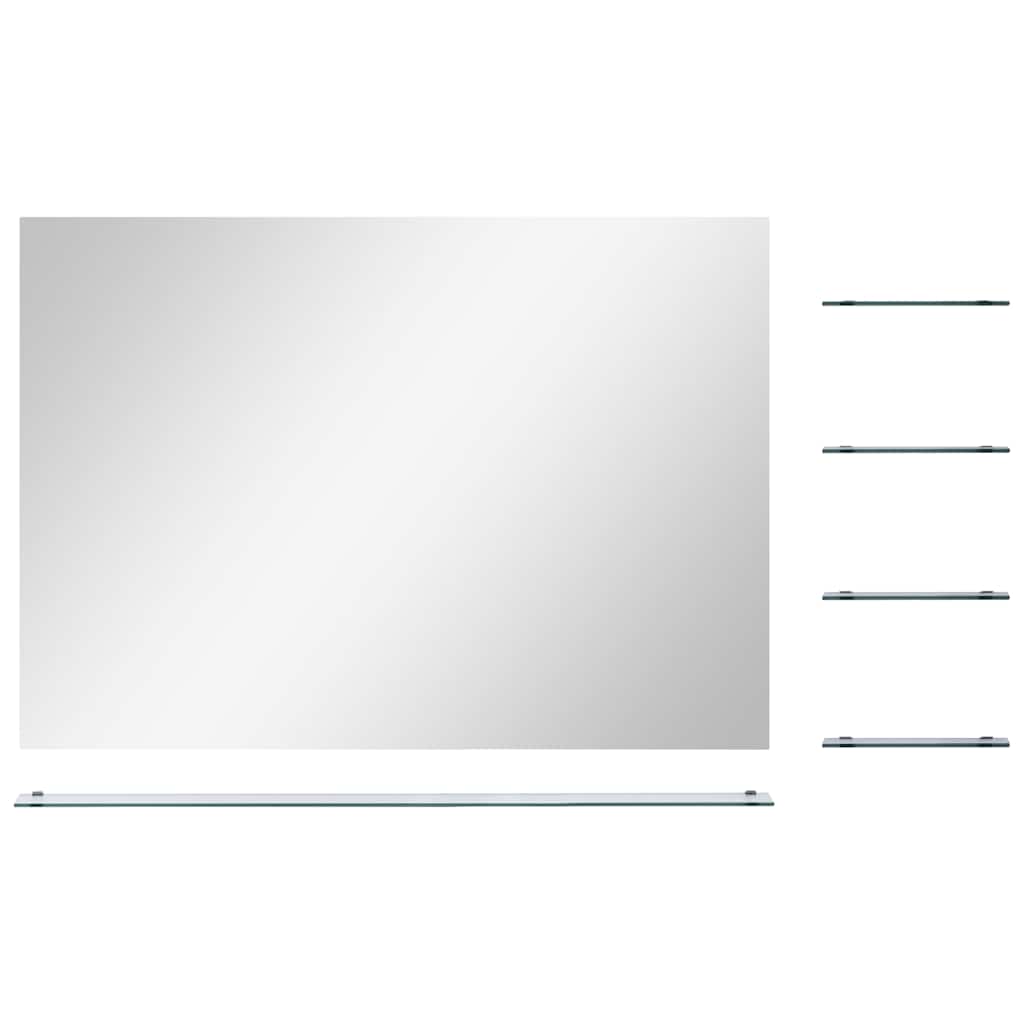 Miroir mural vidaxl avec 5 étagères 80x60 cm de couleur argentée